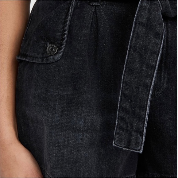 Veronica Beard Nori High Rise Paperbag Waist Denim Shorts Washed Onyx Sz 29 - Picture 4 of 12